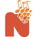 lettera N con note musicali effervescenti - logo grafico